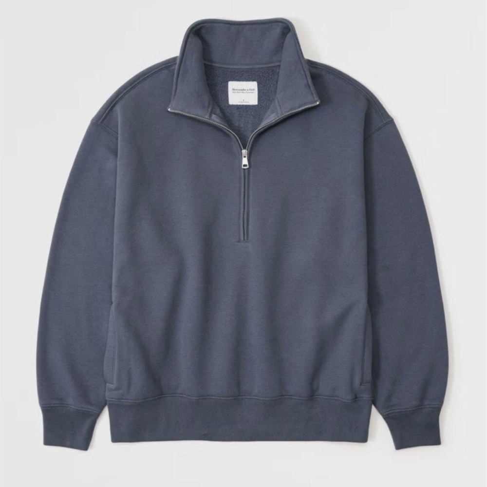 Abercrombie & Fitch Essential Vintage Sunday Half-Zip - Blue Grey
